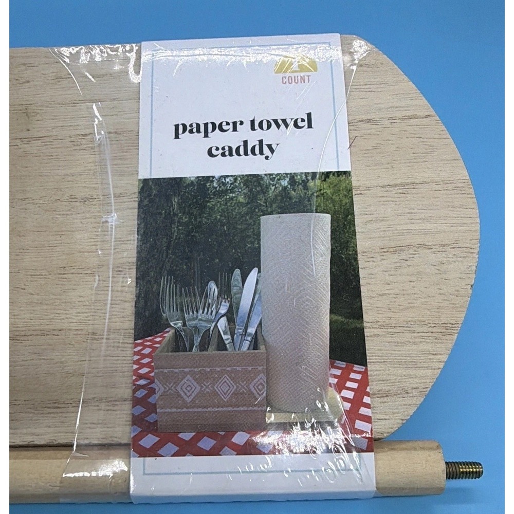 Target Dollar Spot Wooden Paper Towel Caddy Yarn Holder Spinner Desk Organizer